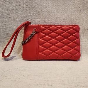Express Red Quilted Wristlet with Silver Chain